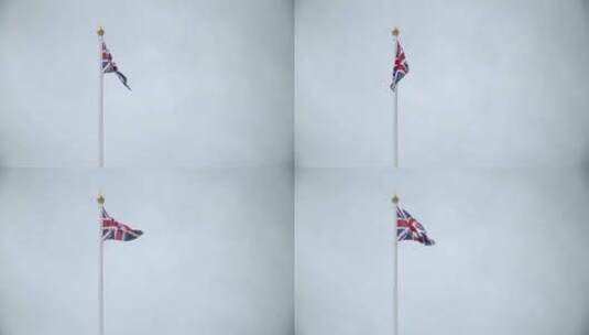 白金汉宫飘扬的英国国旗高清在线视频素材下载