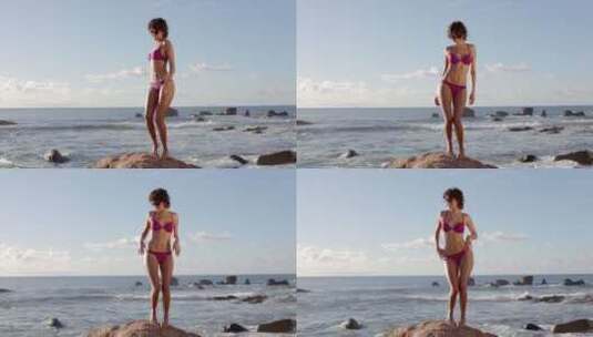 沙滩跳舞小姐高清在线视频素材下载