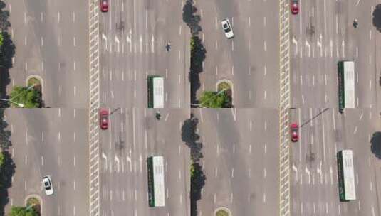 俯拍城市停车场公交车站高清在线视频素材下载