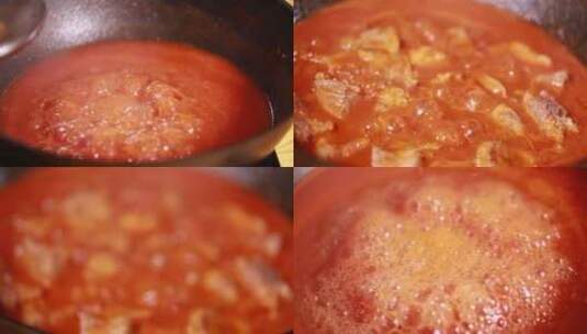 【镜头合集】厨师熬制番茄料汁高清在线视频素材下载