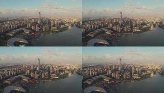 中国江苏苏州金鸡湖湖东城市风景高清在线视频素材下载