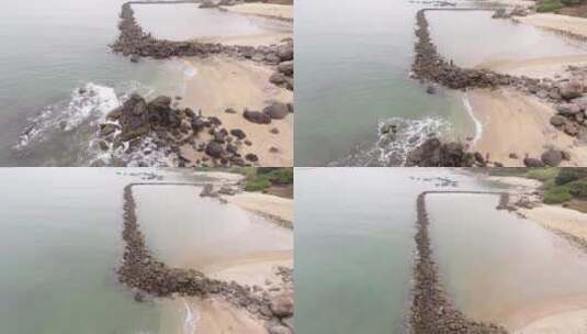 海岸礁石航拍高清在线视频素材下载