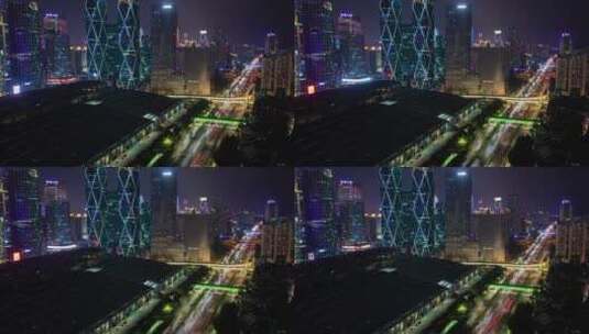 深圳夜晚快速的交通和摩天大楼高清在线视频素材下载