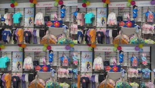 儿童节济南商场内部阿迪达斯儿童服饰高清在线视频素材下载