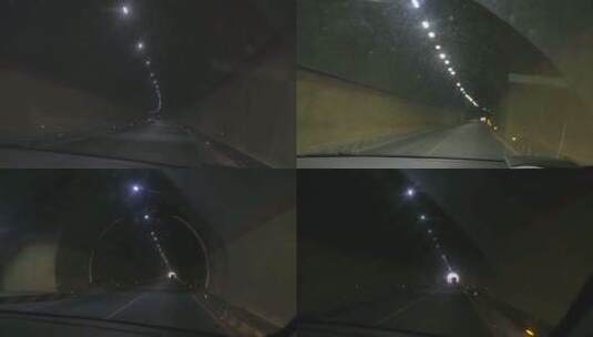 夜间穿过隧道的汽车高清在线视频素材下载