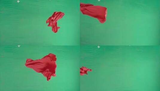 红色绸缎在绿幕前随风飘扬一组镜头高清在线视频素材下载