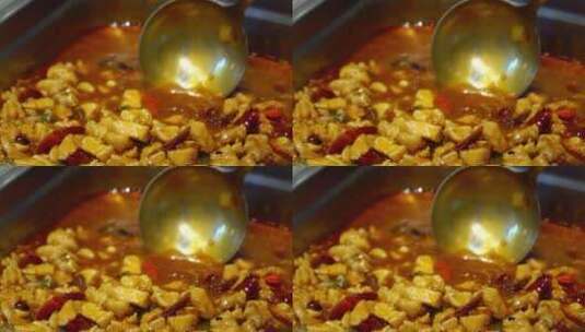 自助餐厅里的菜品辣子鸡丁口水鸡烧茄子高清在线视频素材下载