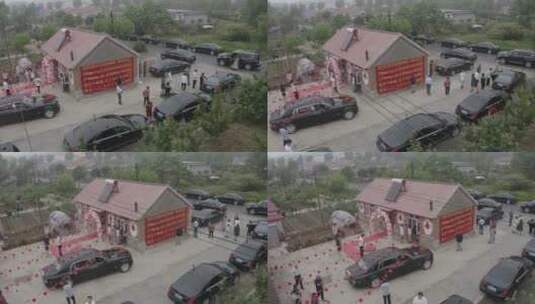 农村小院前的婚车聚集2K-DLOG高清在线视频素材下载