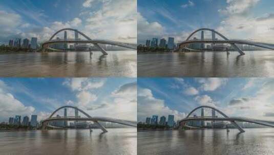蓝天广州海心桥高清在线视频素材下载