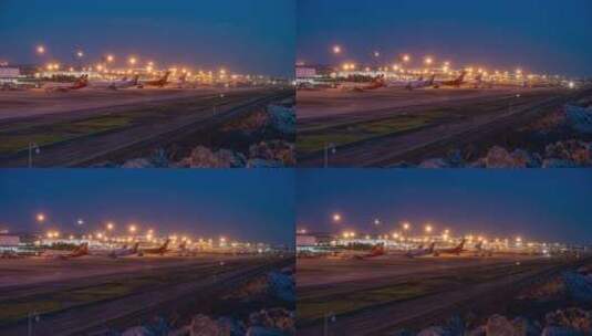 广州白云机场夜景延时高清在线视频素材下载