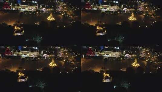 航拍湖南岳阳巴陵广场夜景高清在线视频素材下载