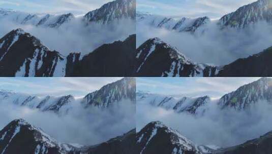 美丽自然景观四川巴郎山雪山航拍延时风景高清在线视频素材下载