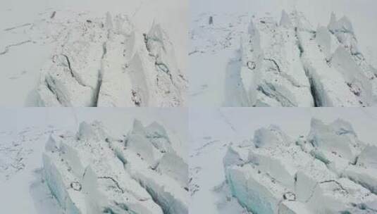 航拍冬天西藏来古冰川蓝冰高清在线视频素材下载