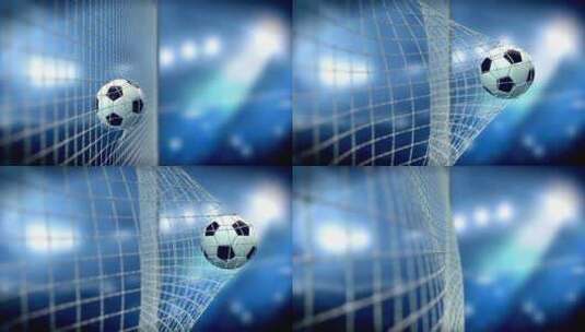 足球空中飞行入网进球高清在线视频素材下载