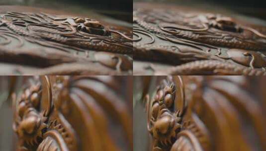 手工艺视频手工匠人锻铜龙型雕刻图案高清在线视频素材下载
