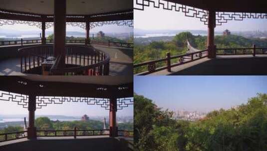 杭州吴山景区江湖汇观亭4K视频素材高清在线视频素材下载