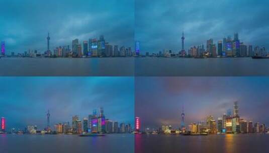 外滩,夜晚,全景,上海,浦东高清在线视频素材下载