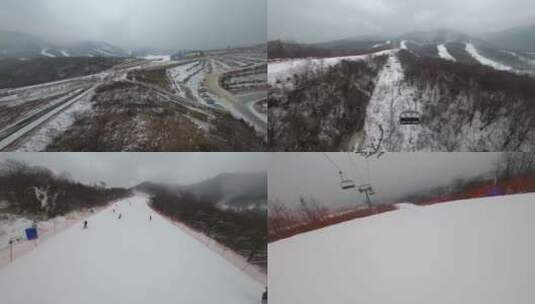 鳌山滑雪场滑雪极限运动高山滑雪航拍2高清在线视频素材下载
