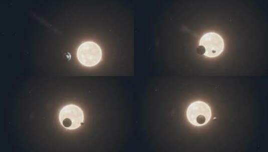 地球月亮太阳 三体旋转高清在线视频素材下载