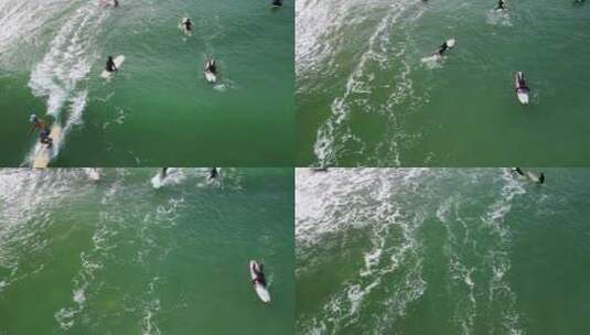 三亚后海冲浪航拍高清在线视频素材下载
