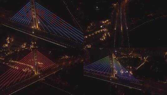 无锡蓉湖大桥灯光夜景航拍高清在线视频素材下载