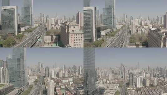 航拍上海延安路高架，静安寺，南京路高清在线视频素材下载