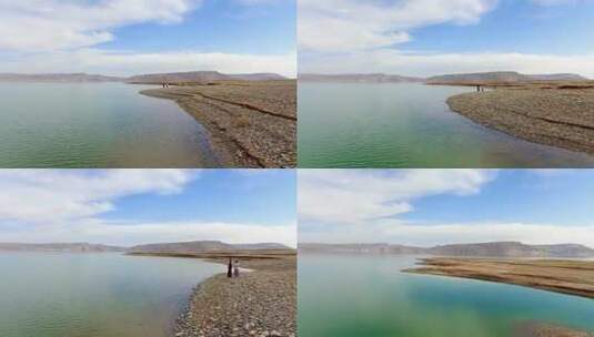 龙羊峡 水库 水 沙滩 山 湖光山色 航拍高清在线视频素材下载