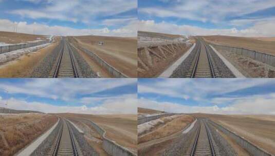 青藏线青藏铁路铁轨铁路运输高清在线视频素材下载