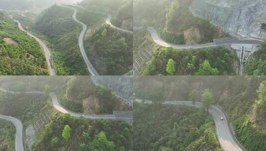 4K航拍贵州弯弯曲曲公路风景之美高清在线视频素材下载