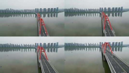 长沙福元路大桥航拍镜头高清在线视频素材下载