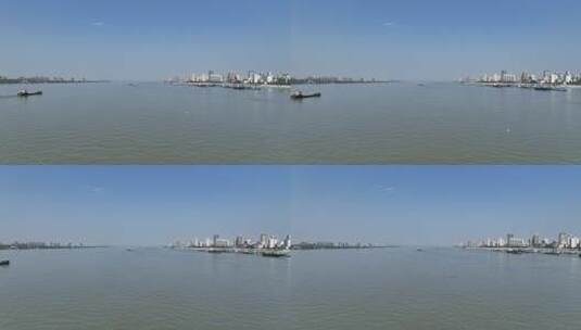 长江及两岸小城航拍，浔阳江段高清在线视频素材下载