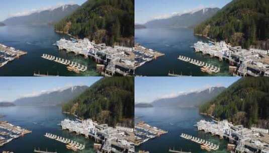 马蹄湾码头和轮渡码头白天在豪桑德，西温哥华，加拿大高清在线视频素材下载