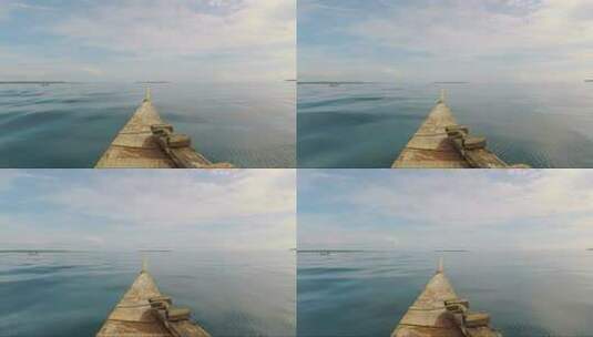 小船前平静水域的美丽景色高清在线视频素材下载
