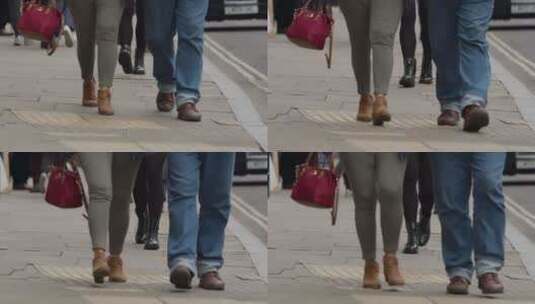 人们的腿走在英格兰牛津街上的长镜头高清在线视频素材下载