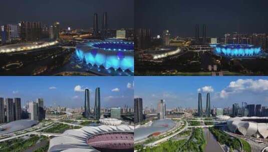 杭州亚运会奥体中心合集 白昼和夜晚高清在线视频素材下载