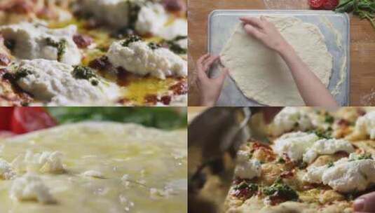 披萨制作  披萨   美食 烹饪   拉丝 芝士高清在线视频素材下载