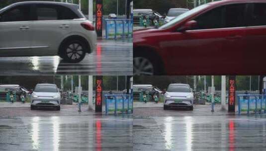 雨天 下雨 城市风光 写意 台风 雨中景色高清在线视频素材下载