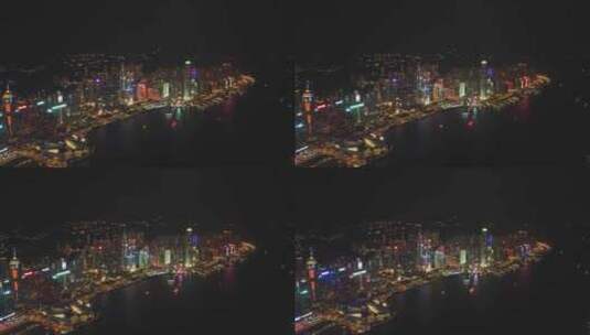 香港CBD城市建筑群夜景航拍视频4K高清在线视频素材下载
