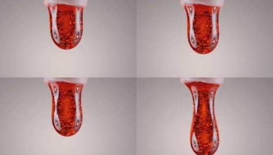 红色果酱糖浆流动滴落微距特写高清在线视频素材下载