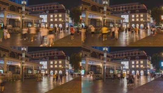4K实拍城市交通武汉江汉路步行街延时高清在线视频素材下载