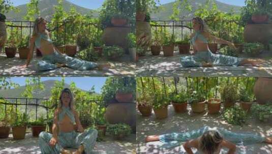 美女练瑜伽欧美美女室外瑜伽高清在线视频素材下载