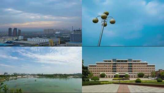 安徽 滁州 城市 延时拍摄人民广场图书馆高清在线视频素材下载
