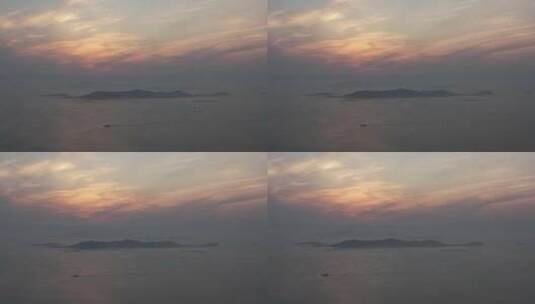 中国最美海岛长岛晚霞夕阳航拍高清在线视频素材下载