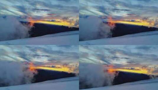 四川甘孜沙鲁里山脉加拉本森雪山的日出风光高清在线视频素材下载