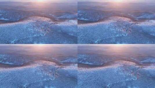 大兴安岭冬季黎明原始森林高清在线视频素材下载