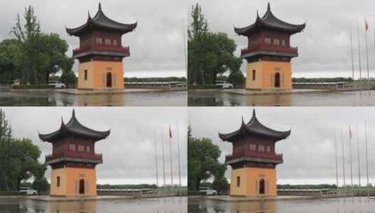 苏州重元寺古建筑 雨天雨景高清在线视频素材下载