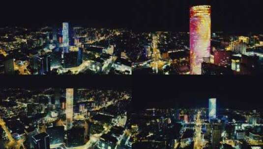 徐州第一高楼苏宁广场夜景航拍高清在线视频素材下载