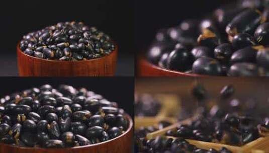 黑豆 有机食品 烤黑豆 五谷杂粮粗粮高清在线视频素材下载