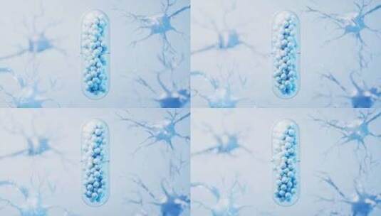 医学胶囊和生物学神经细胞背景高清在线视频素材下载