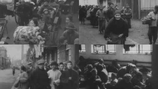 三十年代上海人民的苦难生活和国军士兵高清在线视频素材下载